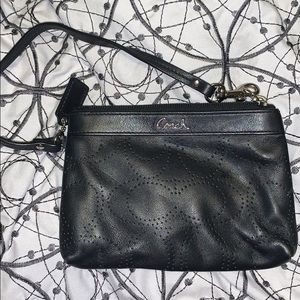 Used Authentic Coach Small black leather pouch